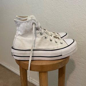 White Platform High-Top Converse - Size 7.5